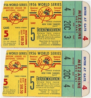 1956 World Series Ticket Stubs (2) From Don Larsens Historic Perfect Game